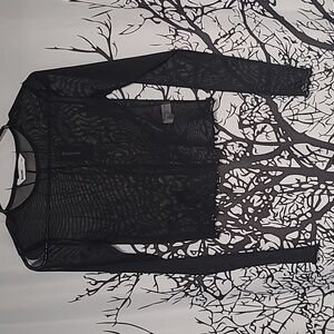Sheer black long sleeve mesh Top
